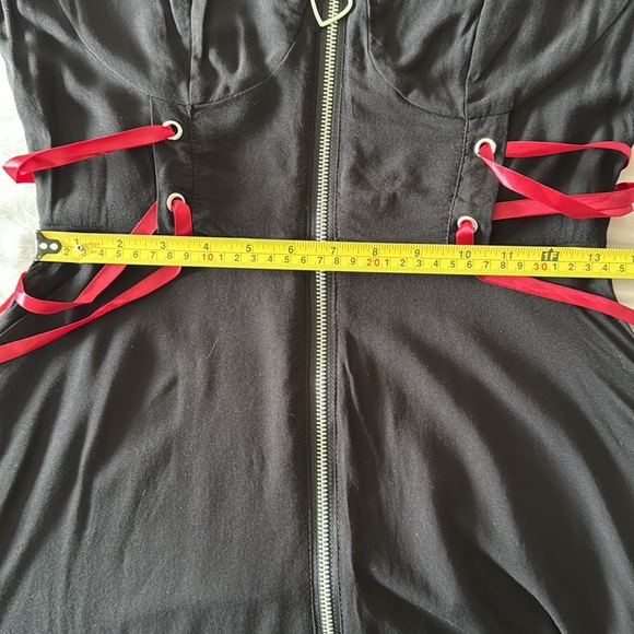 Hot Topic Black Front Zipper Lace up Dress (runs large!) - Picture 5 of 6